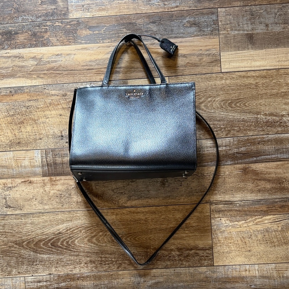 kate spade black leather structured satchel purse